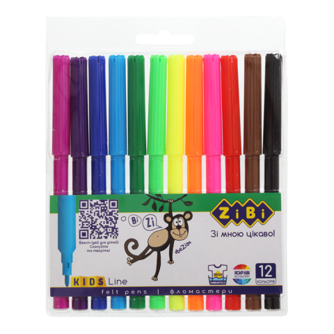 Фломастери на водній основі KIDS Line 12 кольорів ZiBi ZB.2802